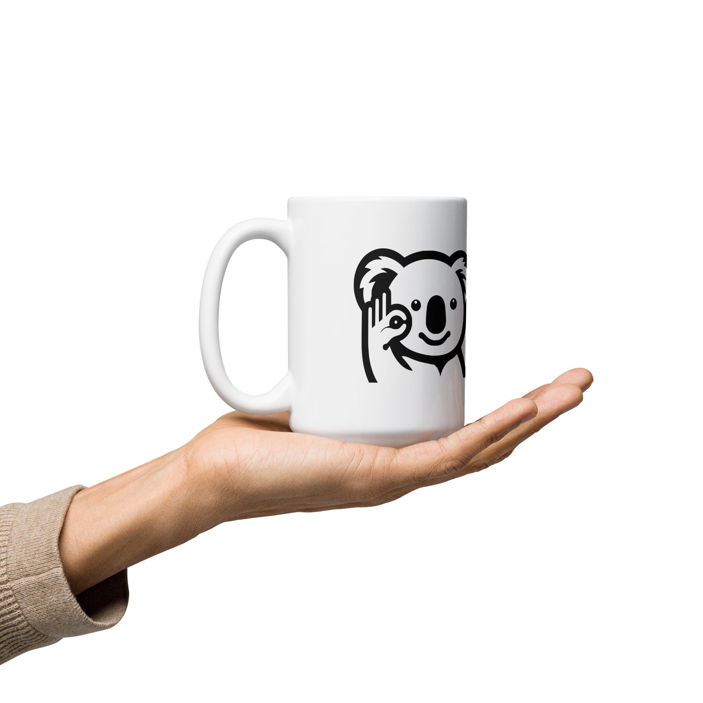 Taza blanca brillante OkeyKoala